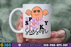 Spooky season SVG, Halloween SVG, Reto Cute Ghost SVG Product Image 3