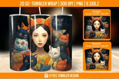 3d Cute Cat Tumbler Wrap Designs, Sublimation Wrap Product Image 1