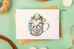 Watercolor Christmas gnome in tea mug, Gnome PNG Product Image 6