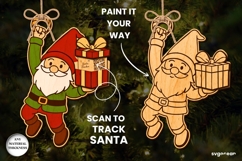 Christmas Gnome Santa Tracker Ornament SVG | Laser Cut Product Image 2