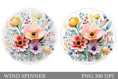 3D Flowers Wind Spinner. Floral Wind Spinner Sublimation Product Image 1
