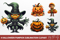 Watercolor Halloween Pumpkin Sublimation Clipart Product Image 1