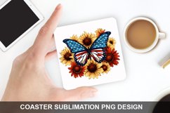 4Th Of July Butterfly- Coaster Sublimation Design Product Image 1