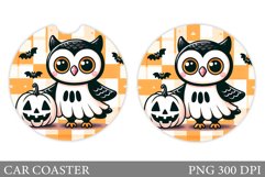 Halloween Owl Car Coaster. Halloween Car Coaster Design Product Image 1