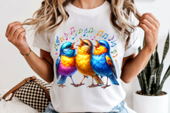 Singing Birds Music Notes PNG, Colorful Choir Sublimation Product Image 6