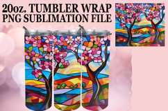 Colorful 20oz Tumbler Wrap Stained Glass Tree Design Product Image 1