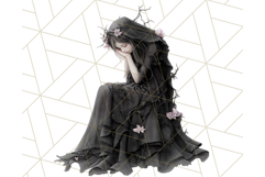 Dark Enchanted Princesses, Gothic Fairy Tale Clipart PNG Product Image 3