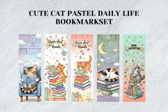 Cute Cat Pastel Daily Life Bookmark Set,Heartwarming Kitty Product Image 7