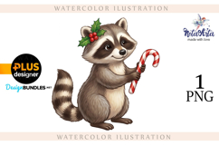Christmas Raccoon Watercolor Illustration Product Image 1