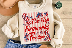 Flip Flop Fireworks Freedom PNG T-Shirt|4th of July PNG Subl Product Image 2