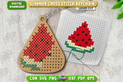 Summer Cross Stitch Keychain Laser Cut | Keyring |Watermelon Product Image 1