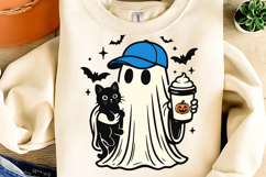 Pumpkin Spice Ghost PNG, Halloween Cat Clipart, Halloween Product Image 3