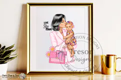 Mom Life Fashion Clipart Brunette Mother and Baby download Product Image 9