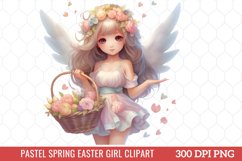 Pastel Spring Easter Girl Clipart Product Image 1