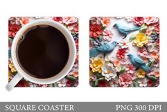 Birds Coaster Design. Spring Birds Square Coaster Product Image 1