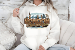 London England PNG, Vintage Big Ben City Skyline Sublimation Product Image 7