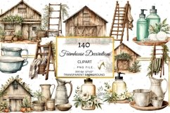 Rustic chic Farmhouse clipart bundle, watercolor farmhouse Product Image 7