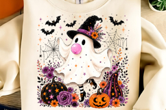 Ghost Blowing Bubble Gum PNG, Brushstroke Halloween PNG, Boo Product Image 1