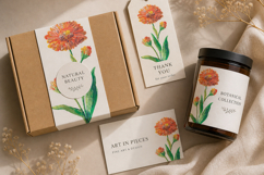 Hand Painted Oil Pastel Floral Clipart Bundle Product Image 7