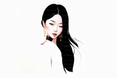 Beautiful Asian woman art sketches 10 PNG Digital download Product Image 7