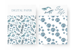 Sea life watercolor set. Nautical. Scandinavian. Product Image 7