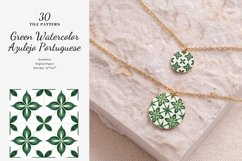 Watercolor Portuguese Tiles| Green Azulejo Product Image 7