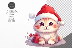 Christmas clipart, Kitten clipart, Winter sublimation Product Image 1