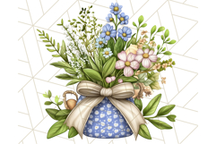 Blue Cottagecore Kitchen Clipart, Vintage Country Floral Png Product Image 3