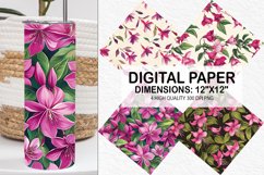 Fuchsia Flowers Pattern Digital Paper- Flowers Background Product Image 1