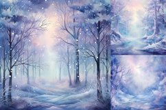Watercolor misty winter forest printable digital papers Product Image 7