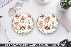 Cute Christmas Angels Car Coaster Sublimation PNG Product Image 1