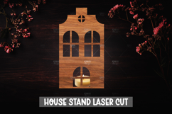 3D House Christmas Candle Holder Laser Cut Design Product Image 1