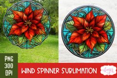 Stained glass Poinsettia wind spinner Christmas PNG Bundle Product Image 8