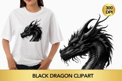 Watercolour Fantasy Black Dragon Clipart Product Image 1