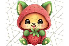 Strawberry Fruit PNG Clipart, Adorable Kawaii Characters Png Product Image 3