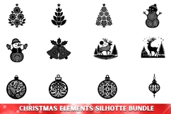 113 Christmas Elements Silhouette Stencil Mega Bundle SVG Product Image 7