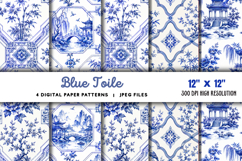 Blue Toile Digital Paper JPG Product Image 1