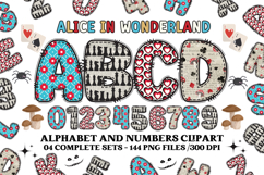 Alice in Wonderland Digital Papers, Alice doodle letters Product Image 2