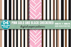 Pink Gold and Black Checkered Digital Paper Background PNG Product Image 8