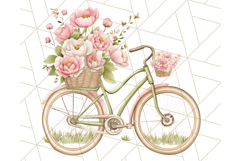 Bicycle with Flowers PNG, Pastel Spring Floral Bike Clipart Product Image 3
