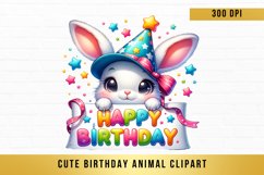 cute Birthday Animal Clipart, Peeking Birthday Animal png Product Image 1