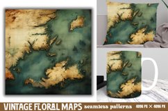 Vintage Floral Maps Seamless Patterns Backgrounds, Product Image 1