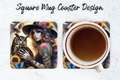Girl with Owl Mug coaster | Coaster | Sublimation Design Product Image 1