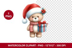 png watercolor clipart - christmas baby bear Product Image 1