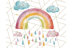 Watercolor Dinosaur and Rainbow PNG Clipart, Baby Nursery Product Image 3