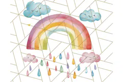 Watercolor Dinosaur and Rainbow PNG Clipart, Baby Nursery Product Image 3