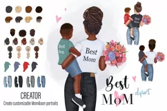 Mom with son clipart PNG Family clipart Product Image 1