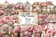 Watercolor Pink Farmhouse Clipart Bundle Floral Clipart PNG Product Image 7