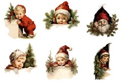 Retro Christmas Peeking Clipart, Set of 20 Png Product Image 2