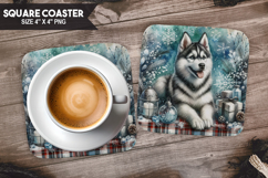 Cute Dog, Holiday Themes, Buffalo Plaid Square Coaster PNG Product Image 1